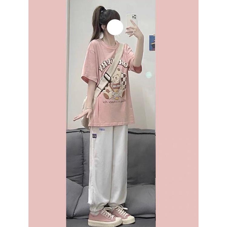 Đồ bộ mặc nhà nữ quần jogger bigsize mùa hè thun cotton dễ thương cute
