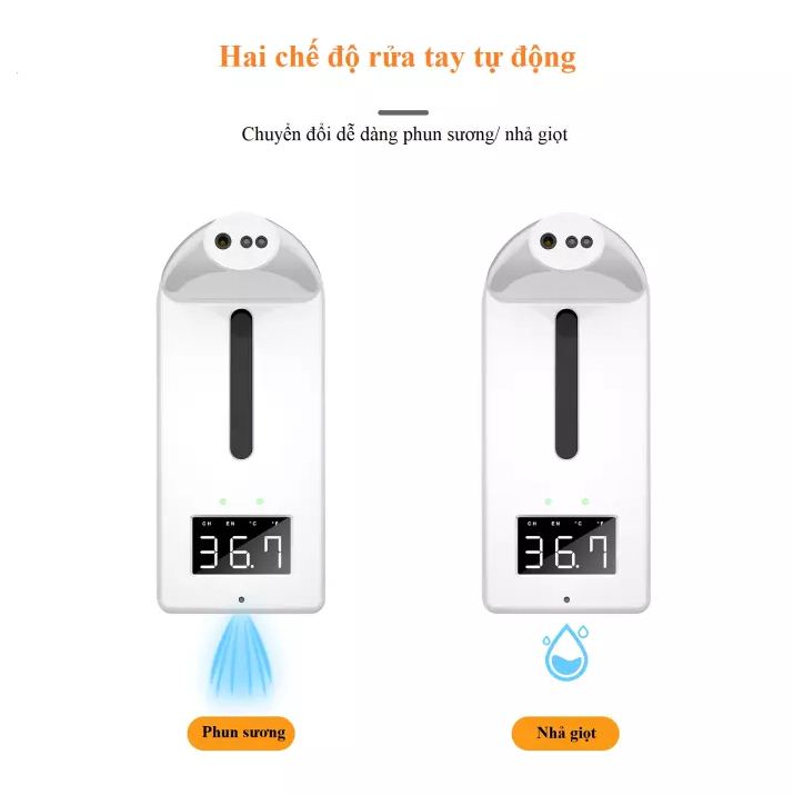 Máy đo nhiệt độ K10 pro tích hợp rửa tay tự động phun sương/nhả gel mới nhất 2021