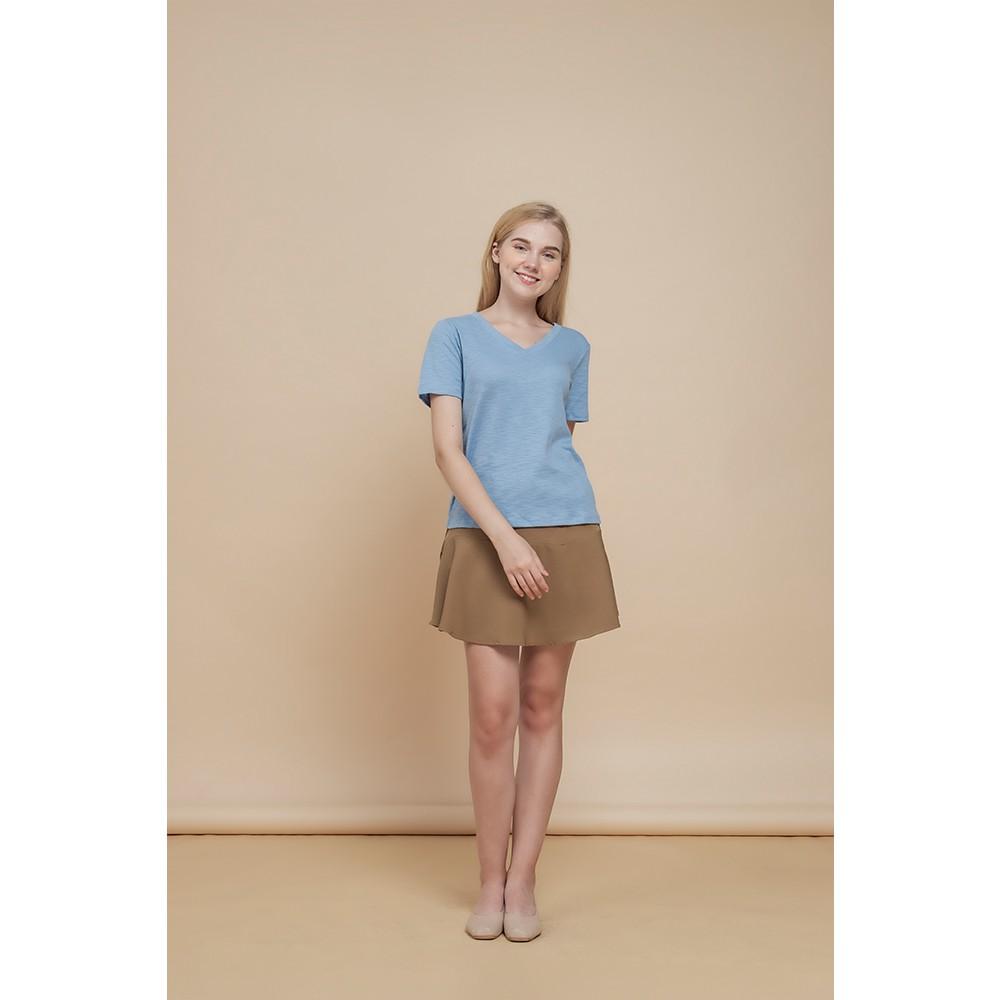 Áo thun nữ Callia Lisa Blue cổ V tay ngắn