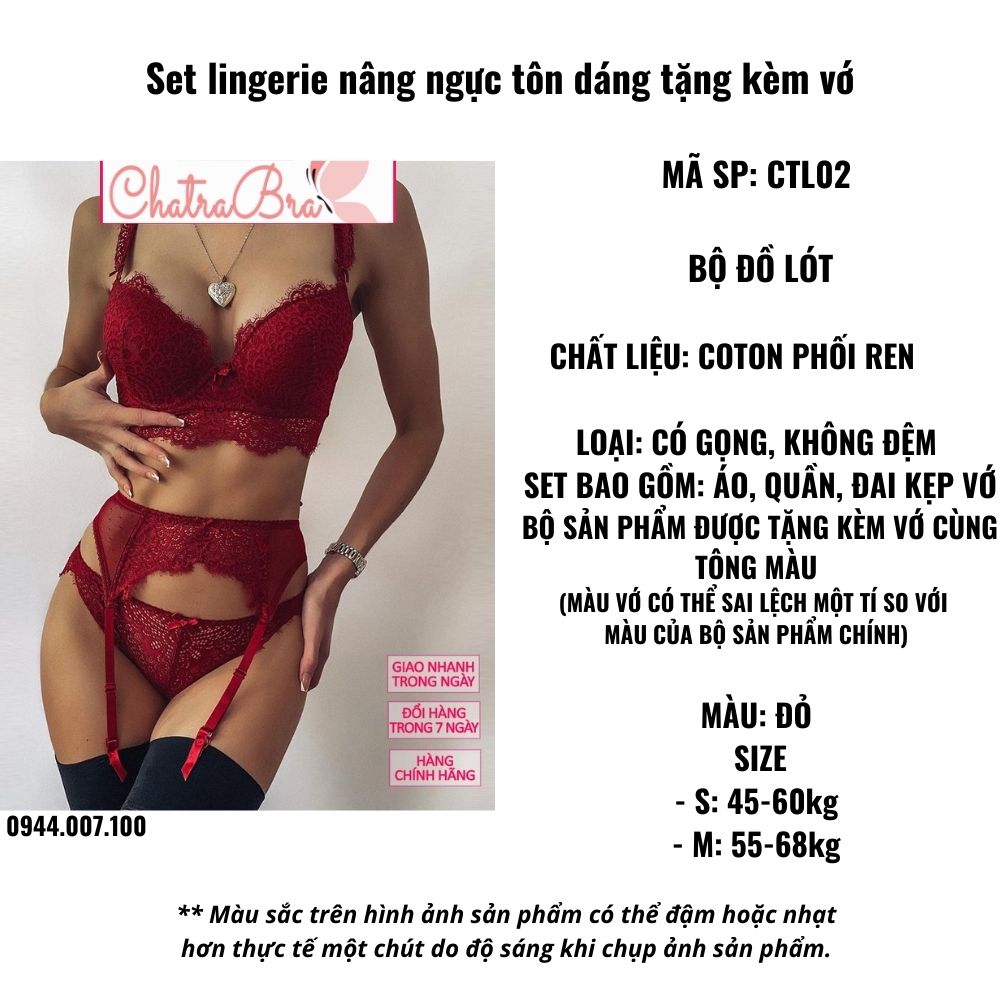 Set lingerie nâng ngực tôn dáng