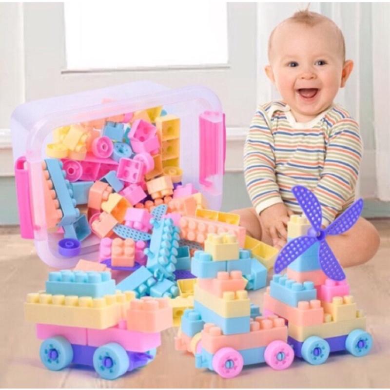 Bộ ghép hình 100 chi tiết - Đồ chơi trẻ em xếp hình lắp ráp an toàn thông minh cho bé