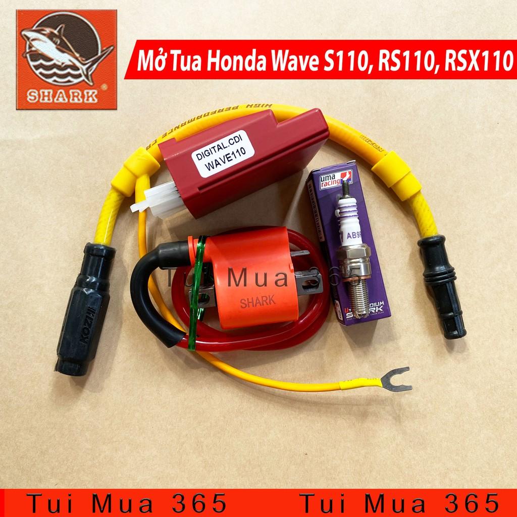 Combo Độ dàn lửa IC, Mobin Sườn Shark, Bugi Uma, dây tăng áp Mở Tua Honda Wave S110, RS110, RSX110