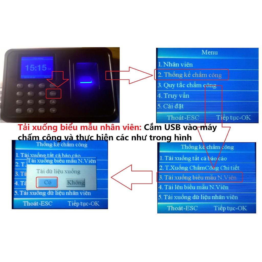 Máy Chấm Công Vân Tay 911(Full + Part time)(Tặng USB 8GB + Video hướng dẫn sử dụng) (100% Tiếng Việt)