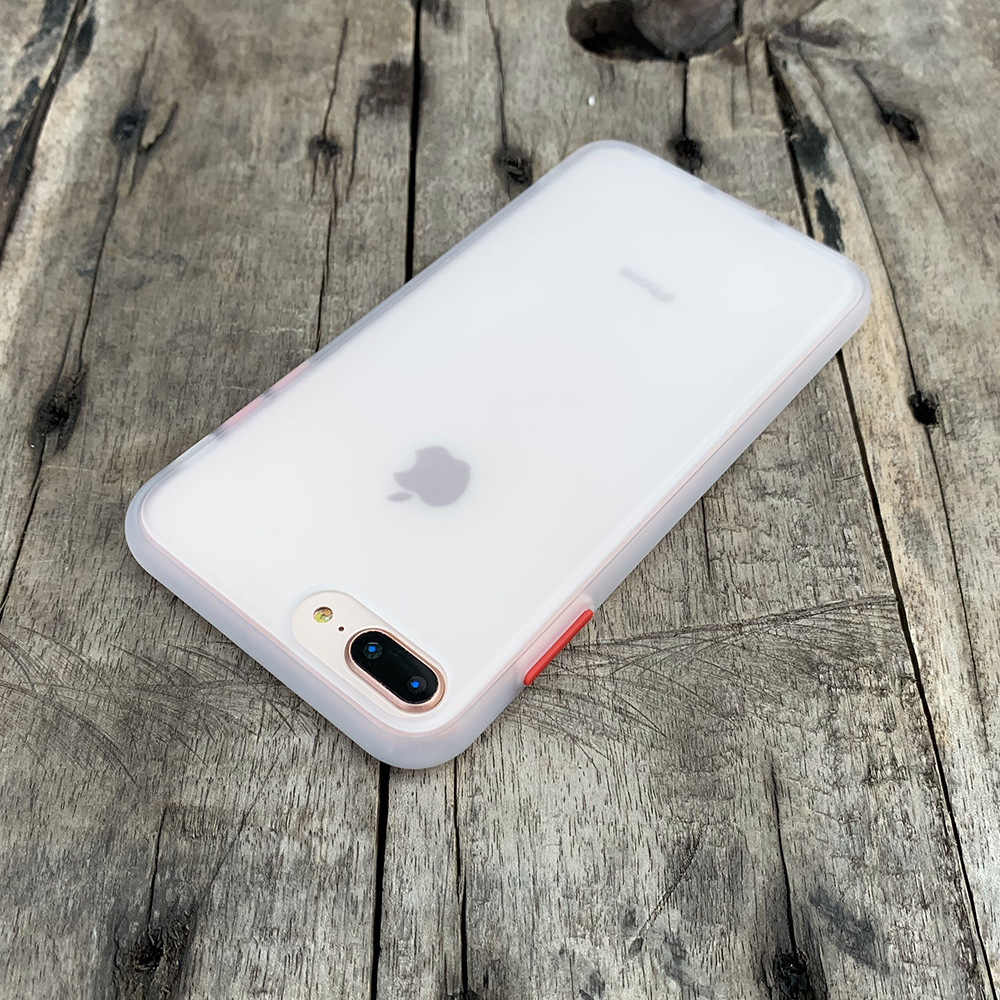 Ốp lưng chống sốc dành cho iPhone 7 Plus vs iPhone 8 Plus nút bấm màu đỏ - Màu trắng