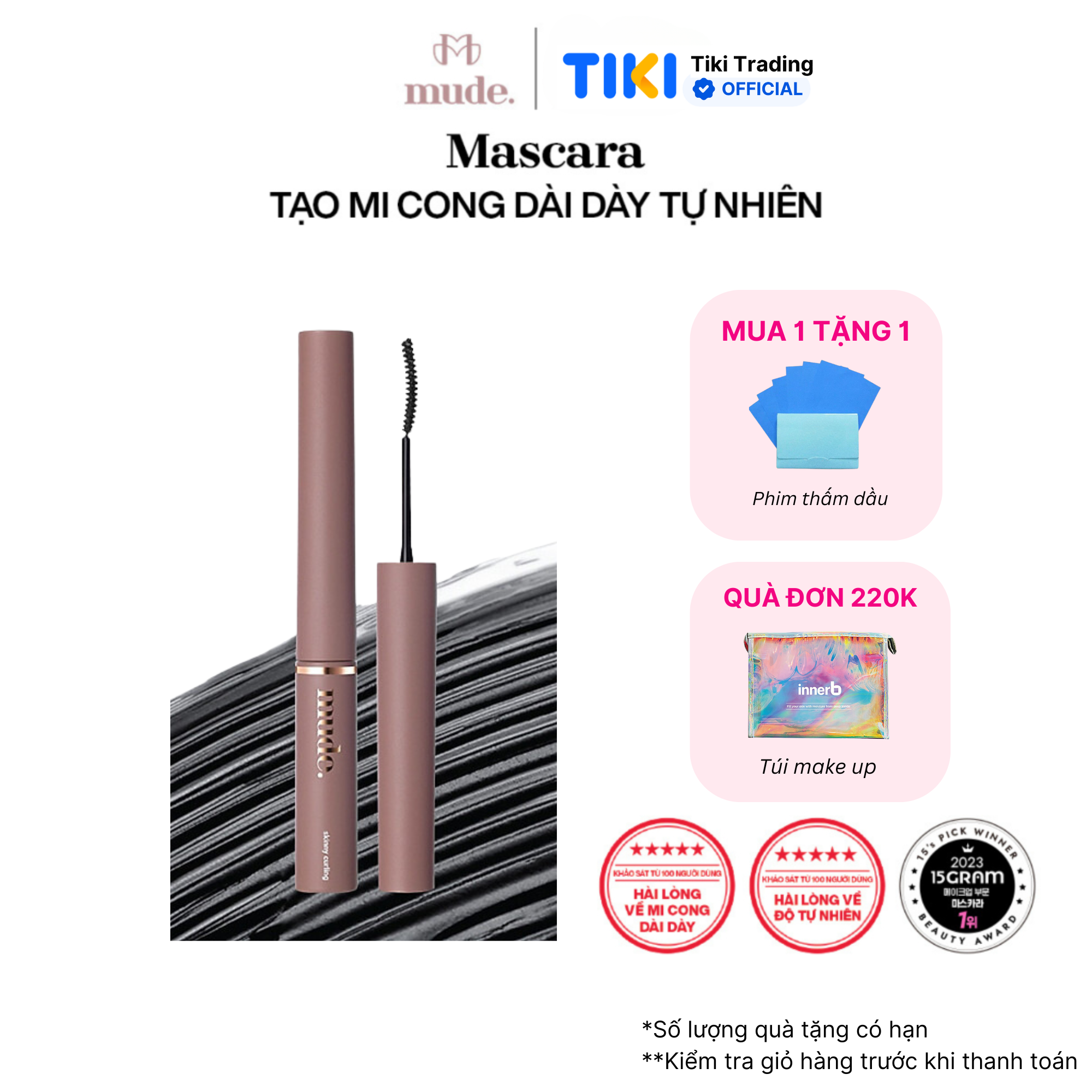 Mascara Chuốt Cong Dài Dày Mi Tự Nhiên Mude Inspire Skinny Curling Mascara (3ml)