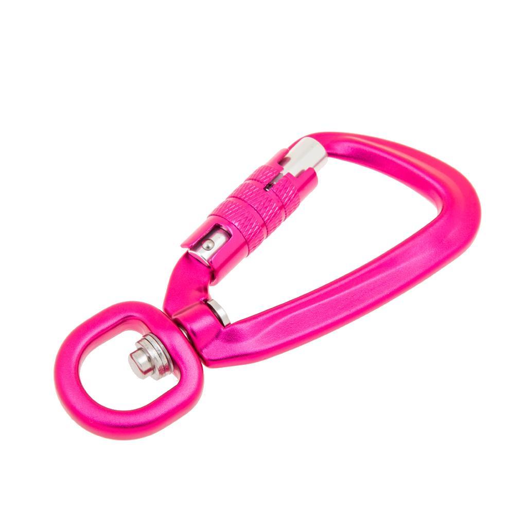 2x Swivel Rotating Self Locking Carabiner with Swivel Rings for Dog Leash Harness Outdoor Camping Hiking Keychains