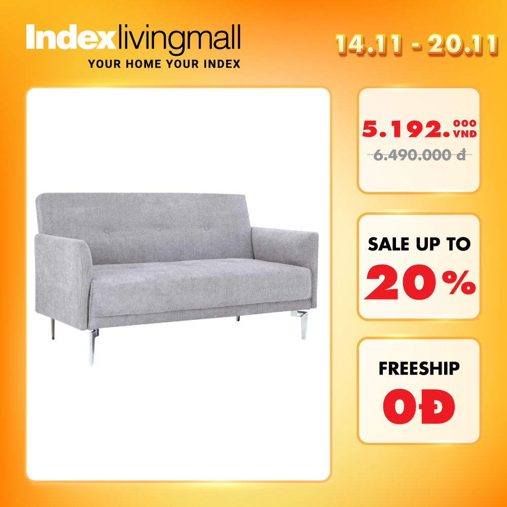 Ghế sofa đôi KURT khung gỗ chân thép bền chắc, đệm bọc vải cao cấp màu xám | Index Living Mall - Phân phối độc quyền tại Việt Nam
