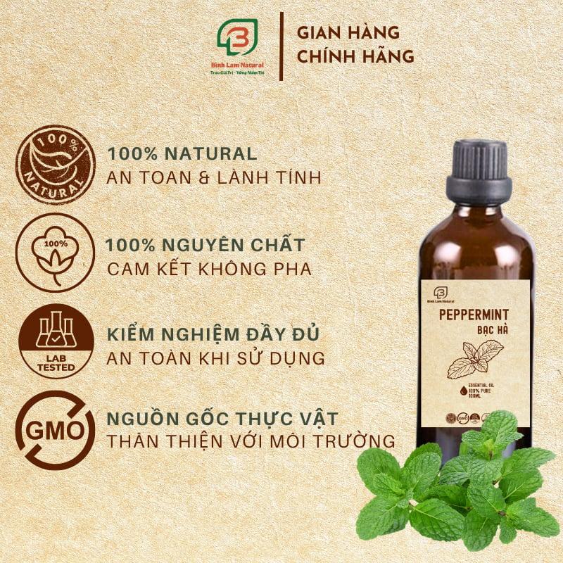 Tinh dầu bạc hà nguyên chất giải cảm, thơm phòng, kháng khuẩn, đuổi muỗi Bình Lam Natural 100ml