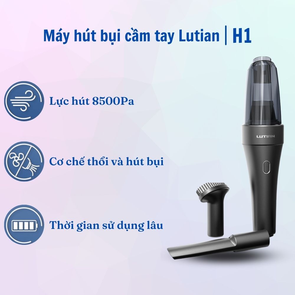 Máy hút bụi mini cầm tay LUTIAN Huracan H1 không dây, pin lithium dùng cho ô tô - Hàng nhập khẩu