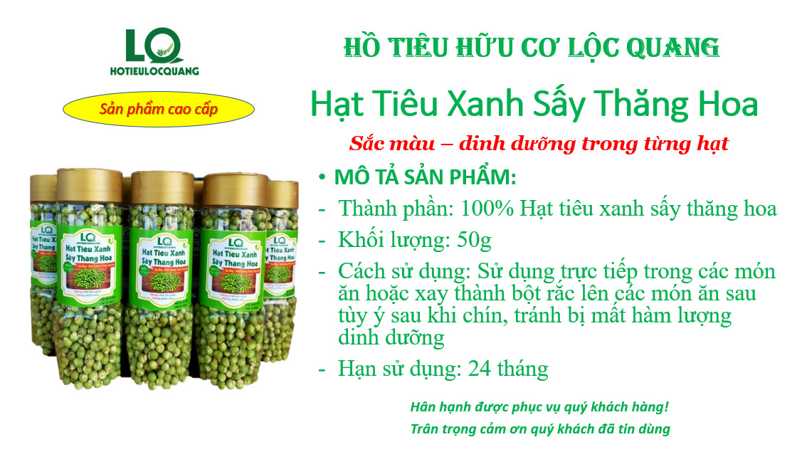 Hạt tiêu xanh sấy thăng hoa