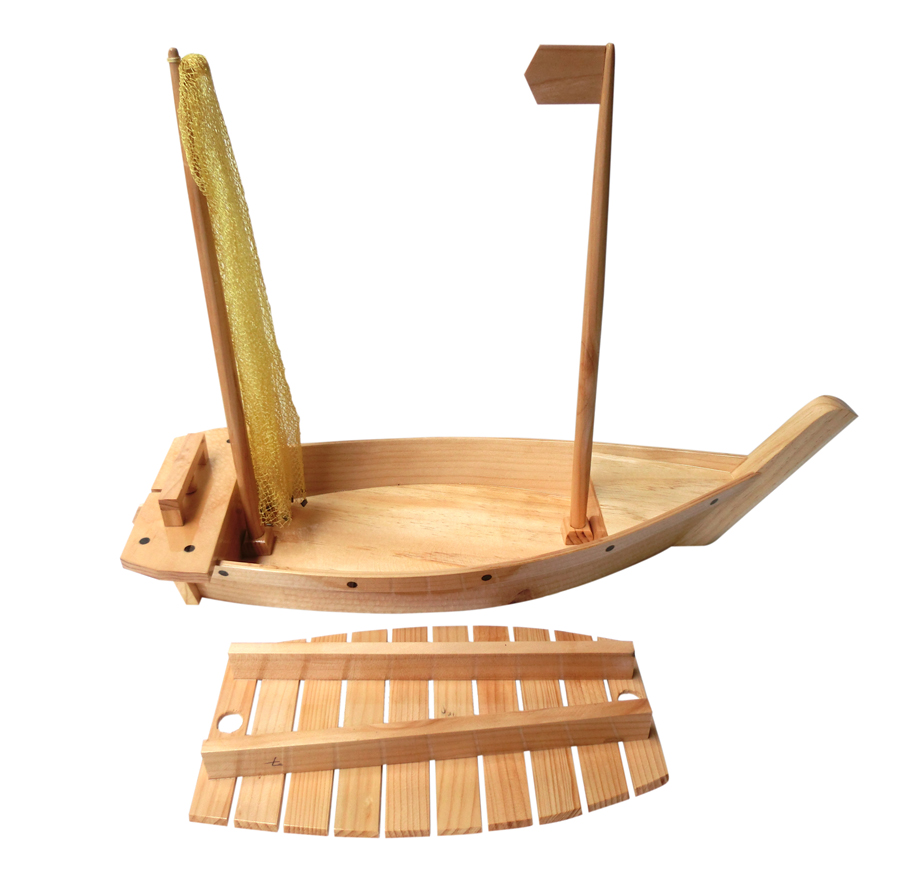 Khay gỗ đựng sushi - khay gỗ đựng sashimi hình con thuyền gỗ sushi - Gỗ thông tự nhiên
