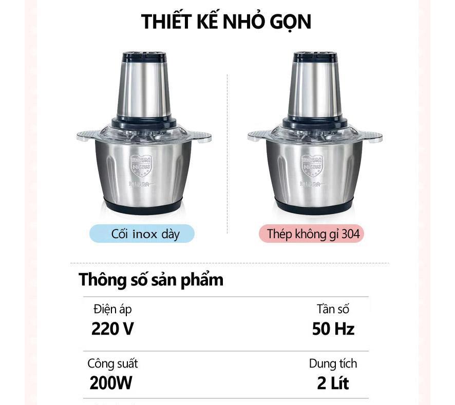 Máy Xay Thịt Gia Đình Đa Năng 2 Lít - Tặng Kèm Móc Treo Đồ - Hàng Loại 1