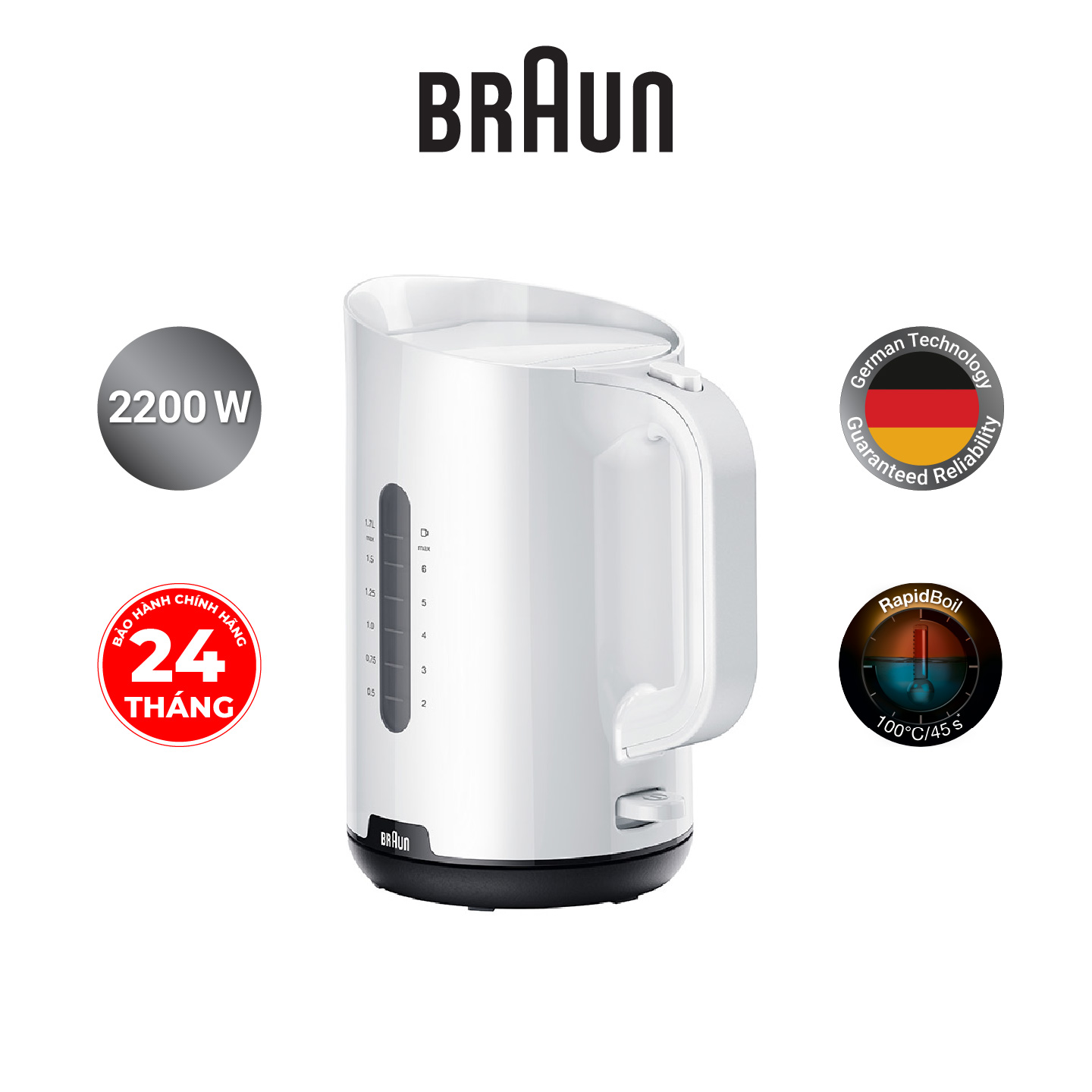 Ấm siêu tốc Braun WK1100WH-Hàng chính hãng