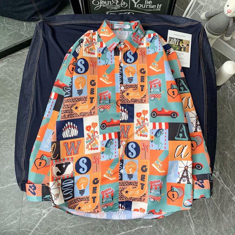 Áo Sơ Mi Tay Dài In Họa Tiết Hoạt Hình Phong Cách Thời Trang Đường Phố Hàn Quốc Size M-3Xl