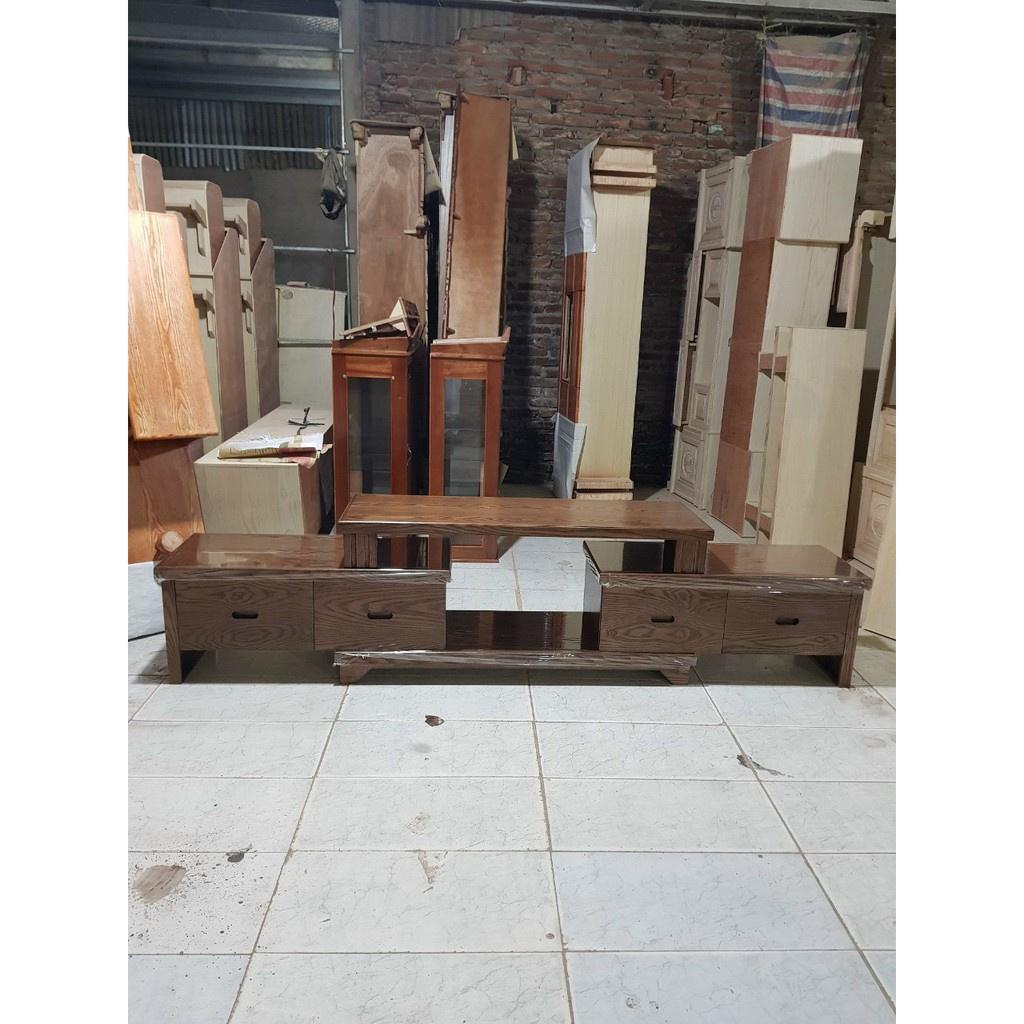 Kệ tivi thông minh gỗ Sồi Nga rút 2 đầu