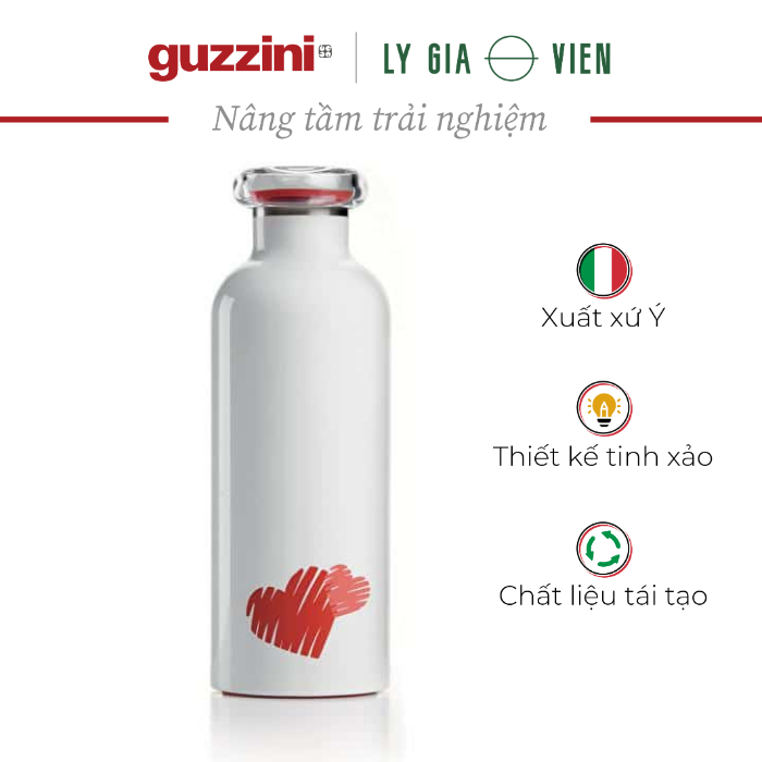 Bình Giữ Nhiệt Guzzini Love Thermal Travel Bottle 500cc - Thiết Kế Chống Rò Rỉ - Đế Bình Chống Trượt - Dễ Dàng Di Chuyển &amp; Giữ Nhiệt Độ Luôn Cân Bằng