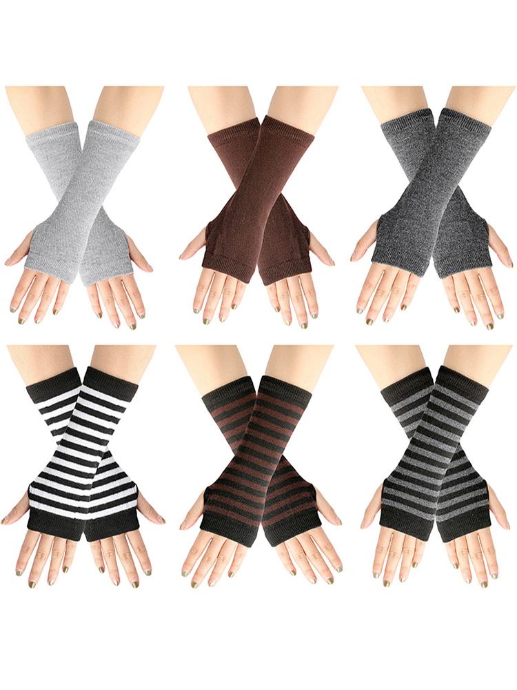 Hoạt Hình Sọc Găng Tay Hở Ngón Dệt Kim Fingerless Gloves Cosplay Thời Trang Nữ Trẻ Em Độ Đàn Hồi Găng Tay Mỏng Phụ Kiện Trang Trí Color: A5