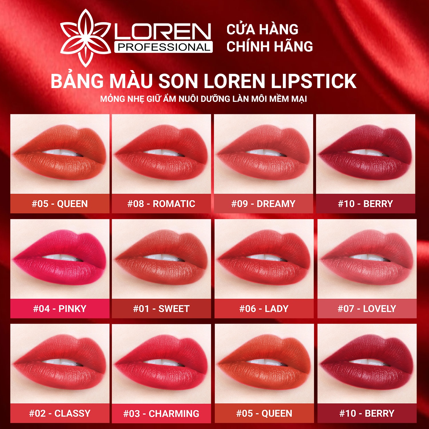 [ QUÀ TẶNG MÀU SON NGẪU NHIÊN ] Son Môi Lì Cao Cấp Loren Lipstick