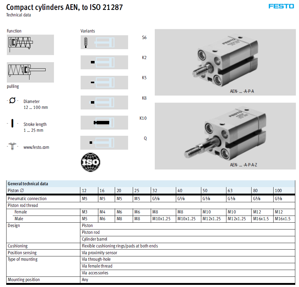 Cylinder Festo AEN-32-10-A-P-A 536418 | Hàng Chính Hãng