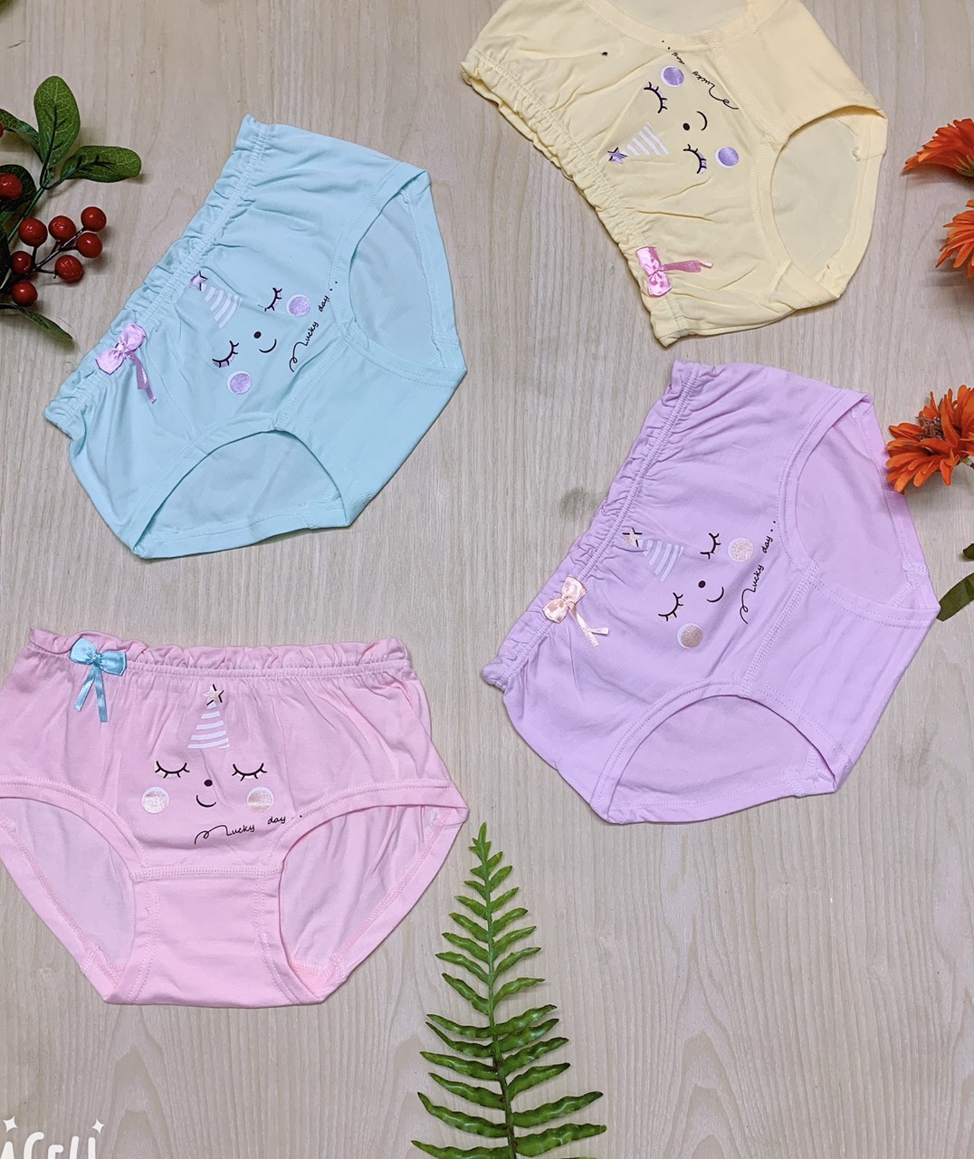 Combo 5 Quần Chip Bé Gái Thun Cotton - Quần Lót Bé Gái Cotton Co Dãn 4 Chiều Thoải Mái Vận Động Hình In Dễ Thương