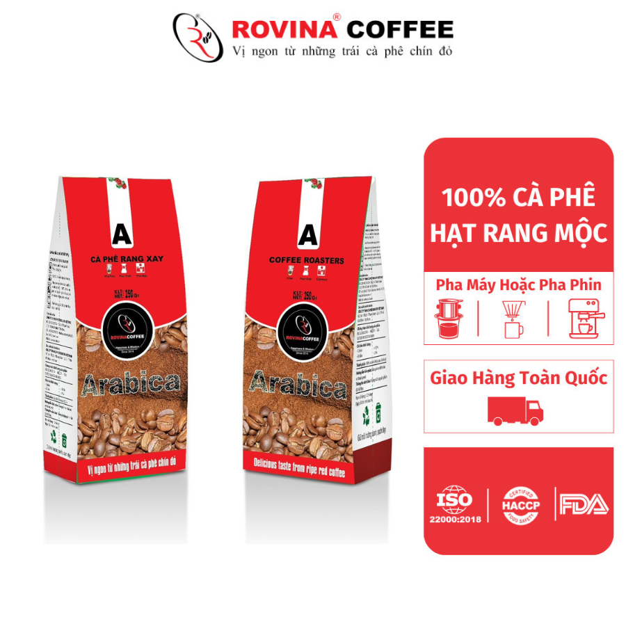 Cà Phê Arabica Cầu Đất - Pha Máy - Gói 250gr Nguyên Hạt Hương Vị Đậm Đà Cân Bằng Hoàn Hảo Rovina Coffee