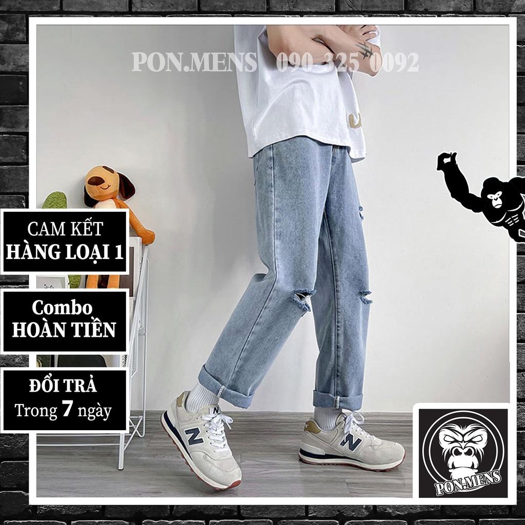 Quần baggy jean rách gối nam nữ mới 3785 2021 Pon.mens