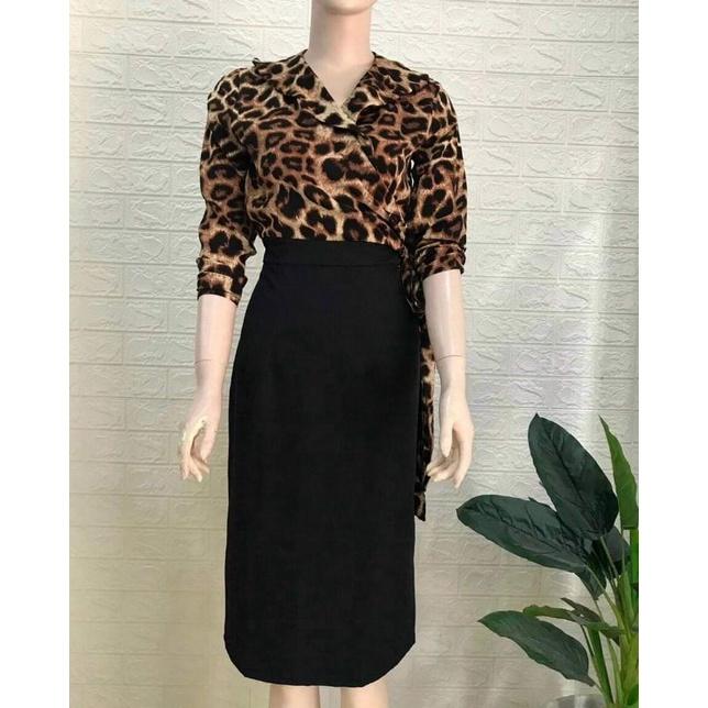 ĐẦM ÔM DA BEO PHỐI VÁY ĐEN