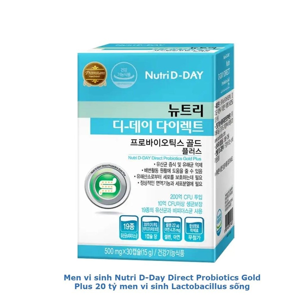 Men vi sinh Nutri D-Day Direct Probiotics Gold Plus 20 tỷ men vi sinh Lactobacillus sống