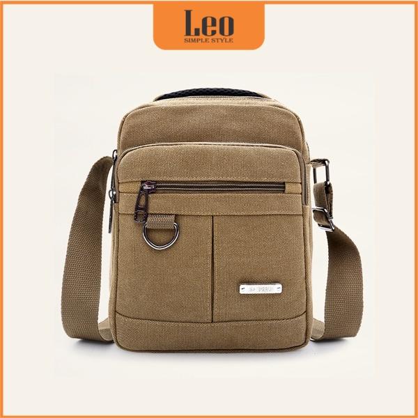 Túi Đeo Chéo Mini Bag Nam nữ Unisex đựng Ipad Mini Vải Canvas Nhập Khẩu Màu Đen/Kaki T24