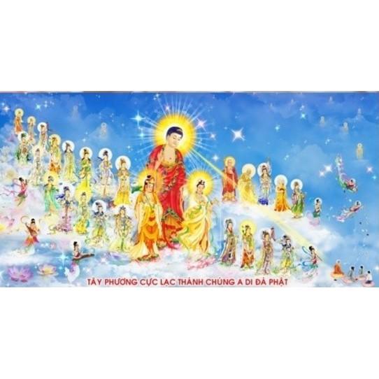 Tranh thêu Tây Phương Thánh Chúng LV3165 - kích thước: 113 * 63cm. (TRANH CHƯA LÀM)
