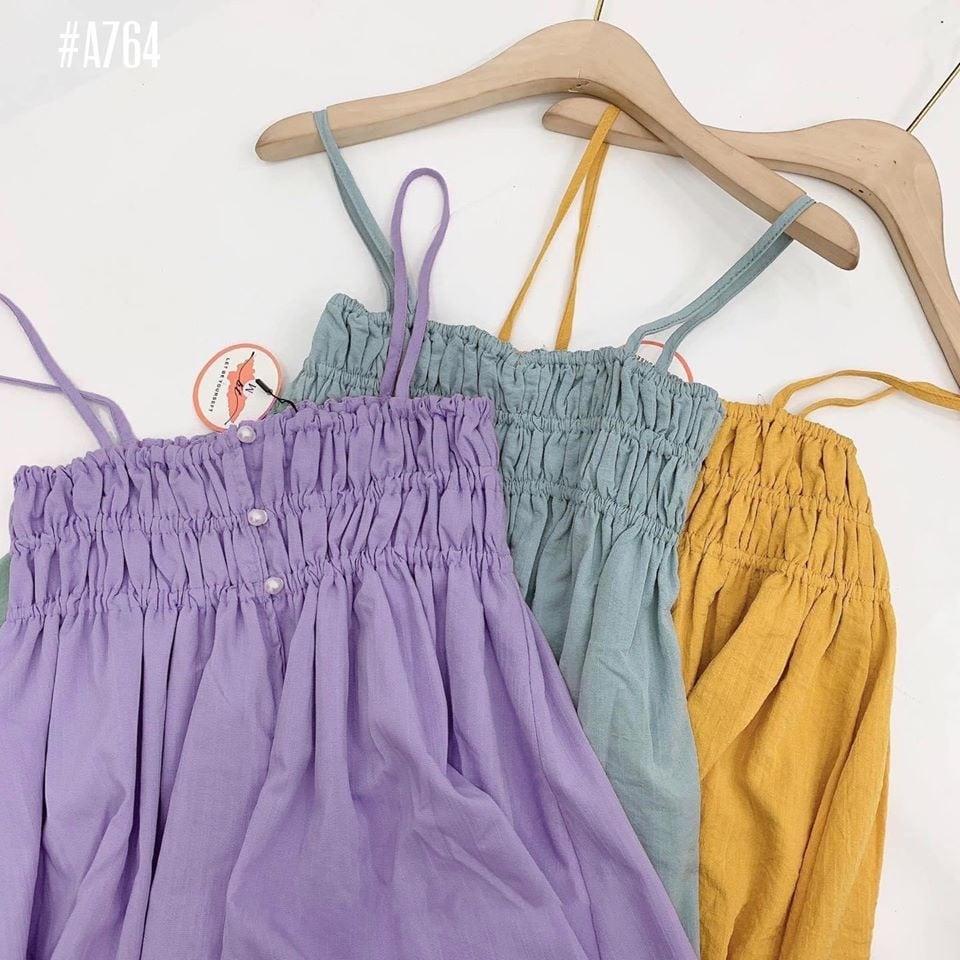 Đầm babydoll 2 dây nhún ngực có 6 màu