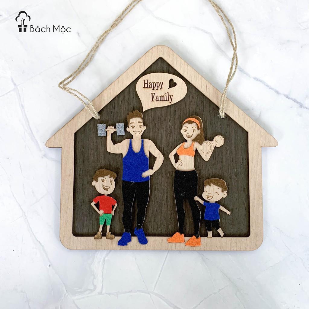 Bảng gỗ decor, bảng gỗ trang trí gia đình Happy Family (bảng gỗ trang trí