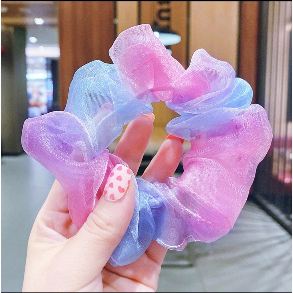 Cột tóc hottrend Scrunchies bản to kim tuyến cầu vồng búi tóc đẹp kiểu Hàn Quốc Tatitava