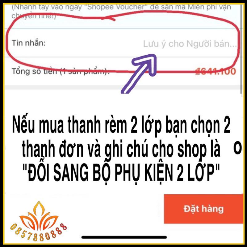 Thanh treo rèm,Ray treo rèm cửa,Khung rèm 2 lớp, Ống sào treo rèm