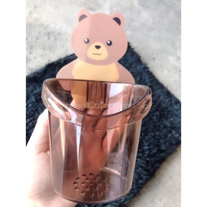 Ly Cốc Dán Tường Hình Gấu Nâu Đựng Bàn Chải, Kem Đánh Răng, Đồ Dùng Nhà Tắm - Hàng Chất Lượng