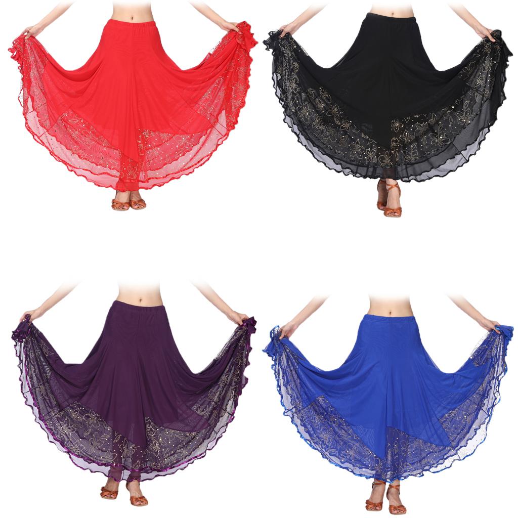 Women’s Flamenco Ballroom Dance Skirt Full Circle Swing Skirt Costume
