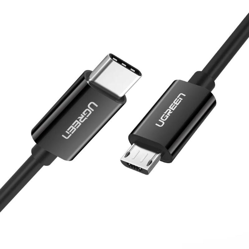Cáp USB Type-C ra Micro USB 2 đầu đực Ugreen 243CT50444US 1m màu đen hàng chính hãng