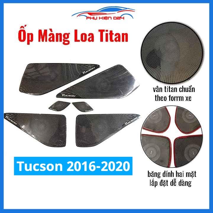Bộ ốp màng loa vân Titan cho xe Tucson 2016-2017-2018-2019-2020 chống xước trang trí nội thất ô tô