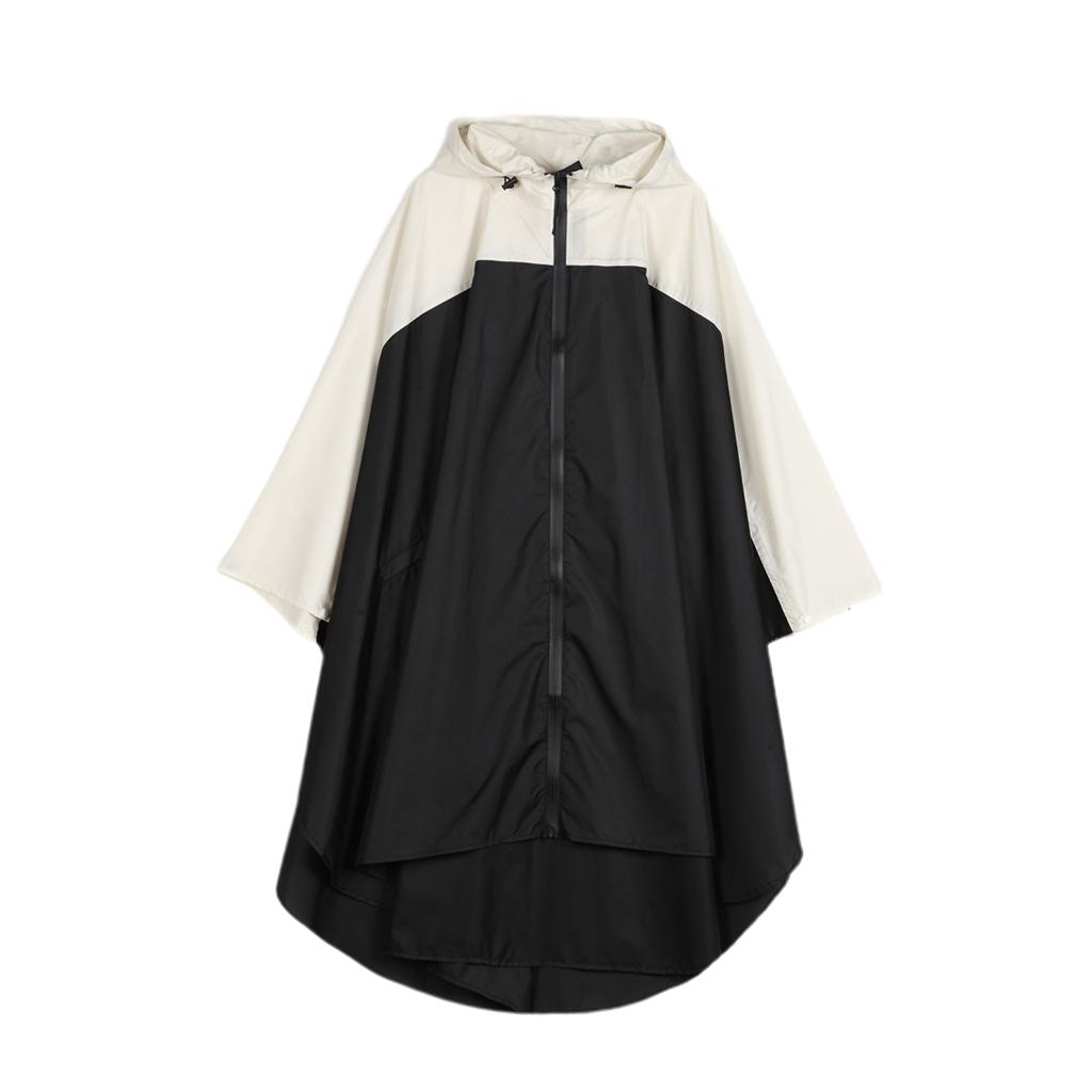 Waterproof Lightweight Hooded Raincoat Rain Jacket Batwing-Sleeved Poncho - Red