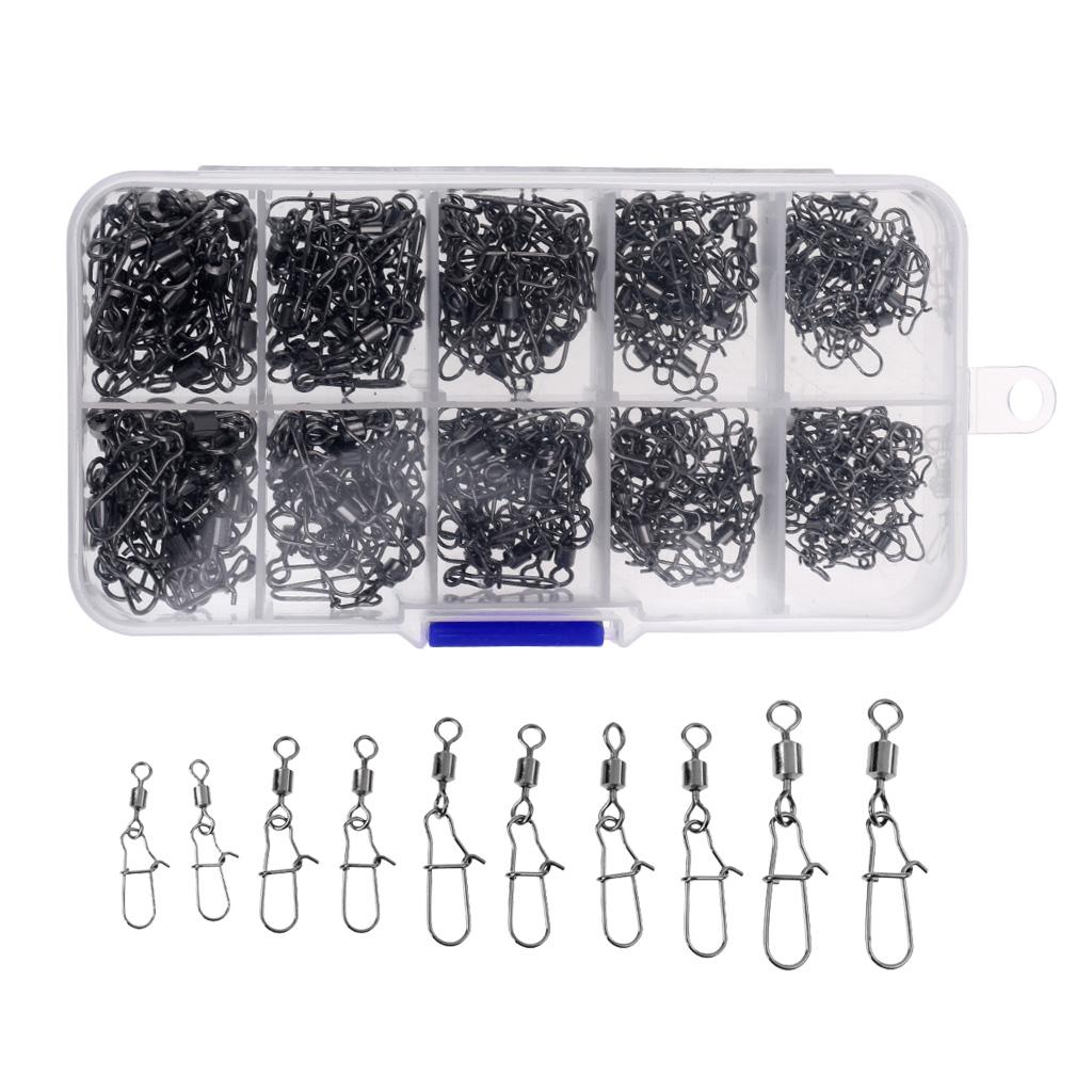 210Pcs Rolling Swivels Ring Fastlocks Fishing Pin Snap Connector Accessories