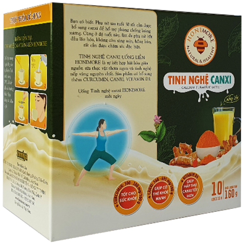 Tinh Nghệ Canxi Honimore (160g) 3 trong 1 - 10 gói Thơm ngon, dễ uống