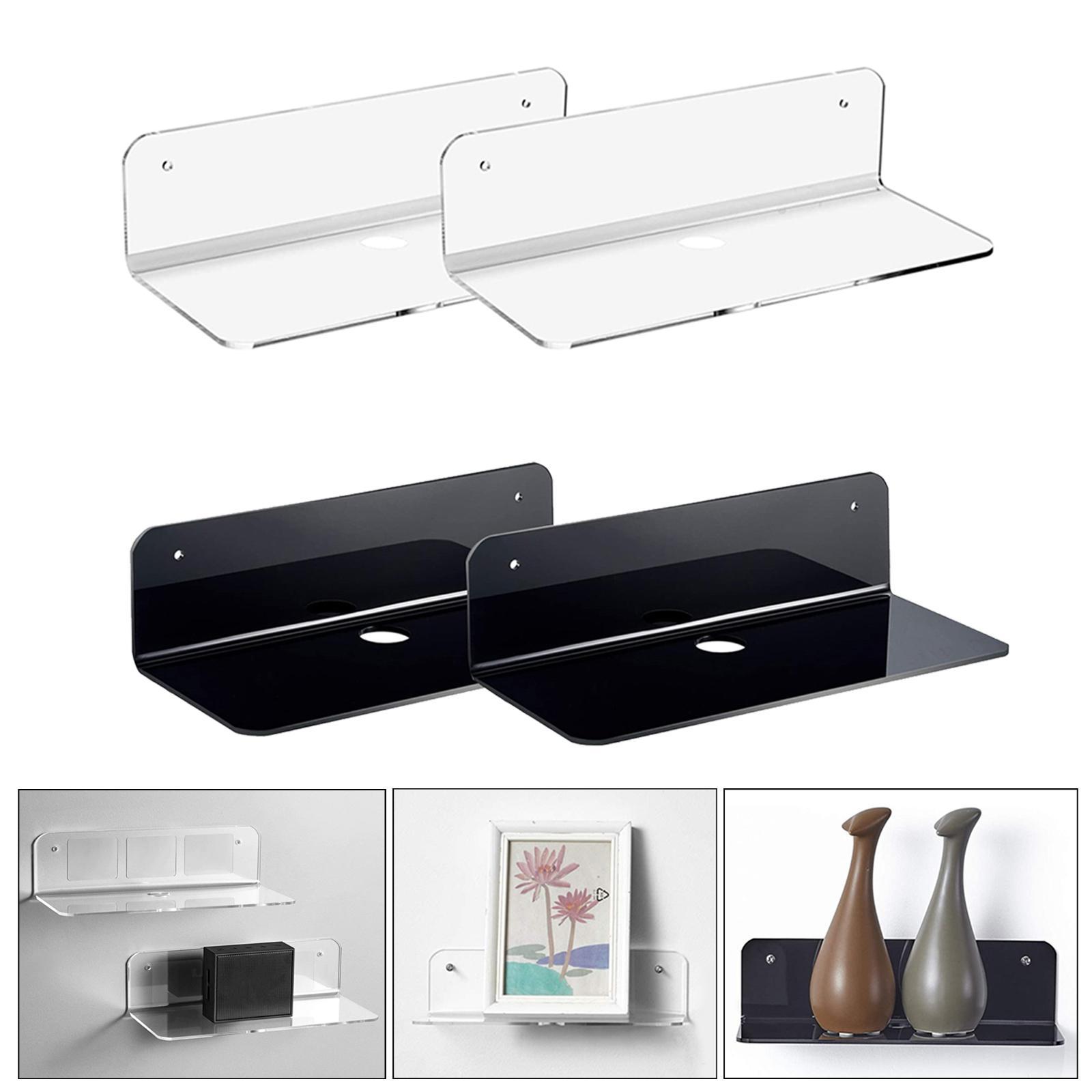 2x Acrylic Floating Wall Rack Small Display Shelf for  Speaker Clear New