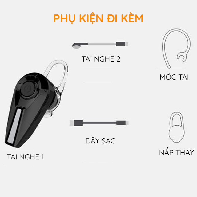 Tai Nghe Bluetooth Nhét Tai Không Dây D5 Đàm Thoại Rảnh Tay Có Tai Nghe Phụ Kiểu Dáng Thể Thao - Nhiều Màu