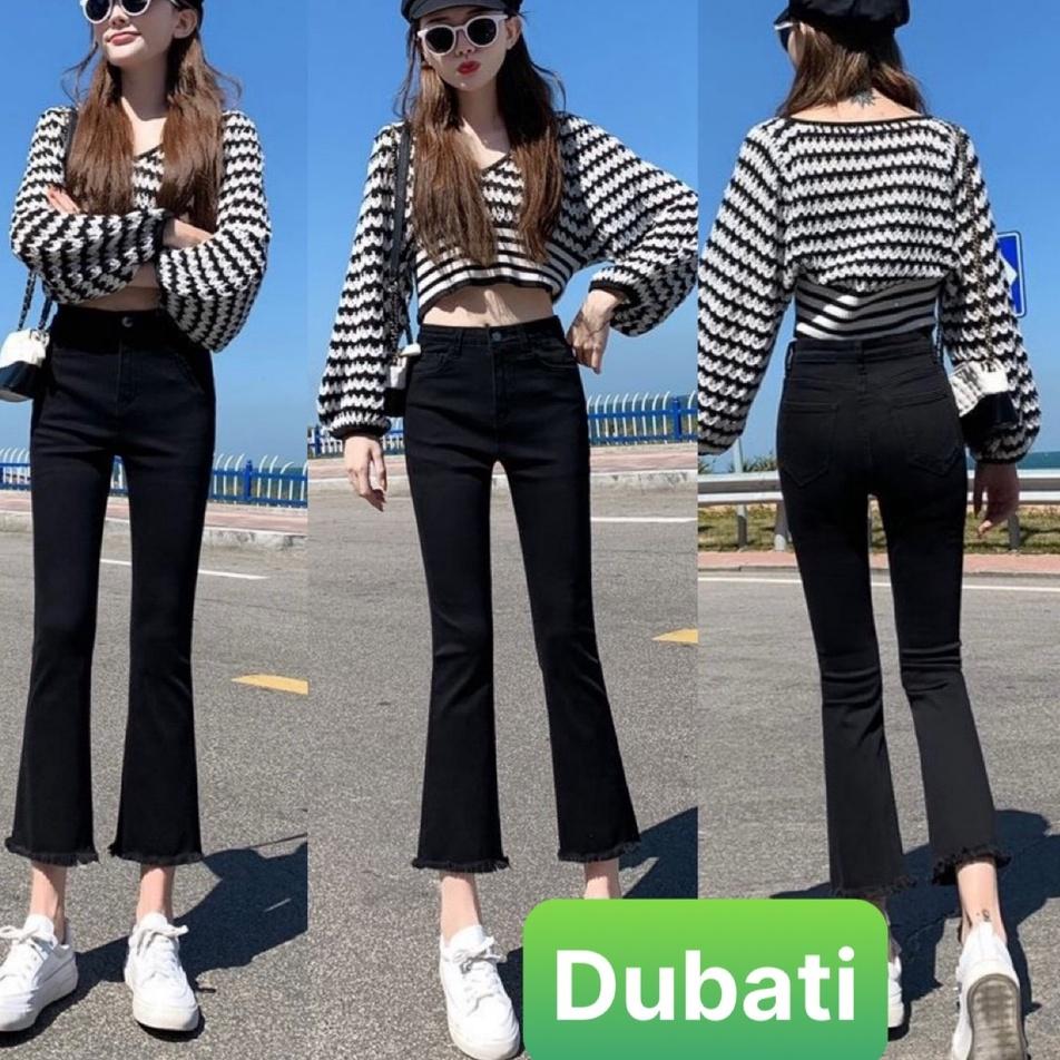 QUẦN JEAN NỮ CHẤT BÒ CO GIÃN ỐNG LOE LƯNG CAO NÂNG MÔNG SANG CHẢNH HOT TREND HÀN QUỐC- DB 222- DUBATI FASHION