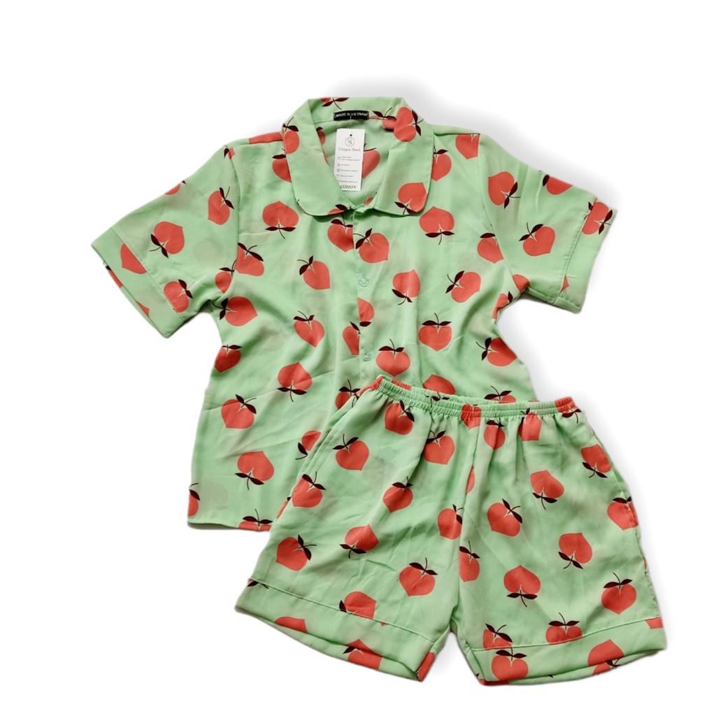 Bộ đồ lụa đùi bộ đồ lụa mango cộc tay cao cấp mặc nhà đi chơi họa tiết đẹp