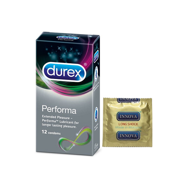 Bao cao su Durex Performa 12 bao / hộp +Tặng 1 bao cao su INNOVA Siêu gai