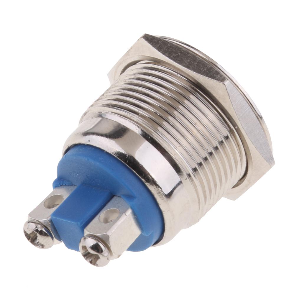 Chống Nước Kim Loại 19mm AC 250V 2A Nút Nhấn Nhất Thời TẮT BẬT-NGÀY