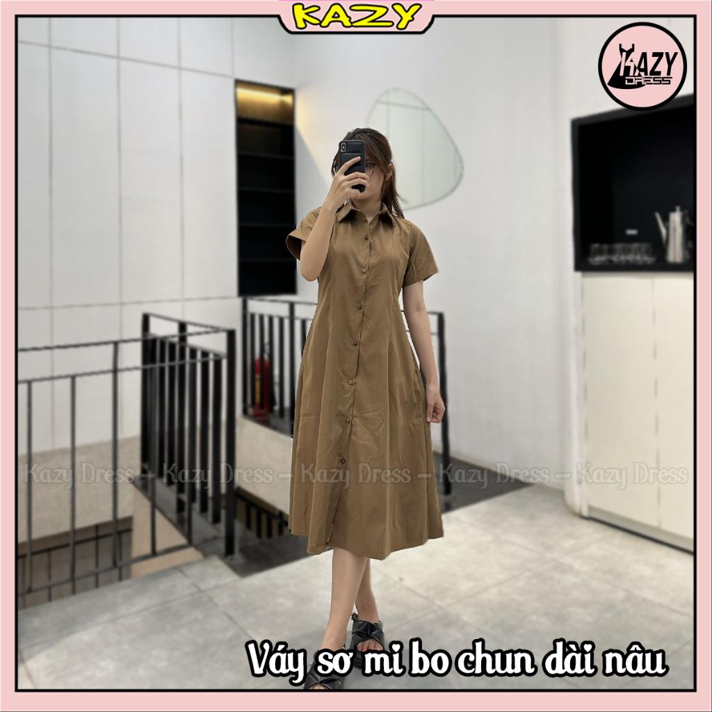 Váy sơ mi bo eo siêu xinh phong cách Hàn Quốc KAZY DRESS V031
