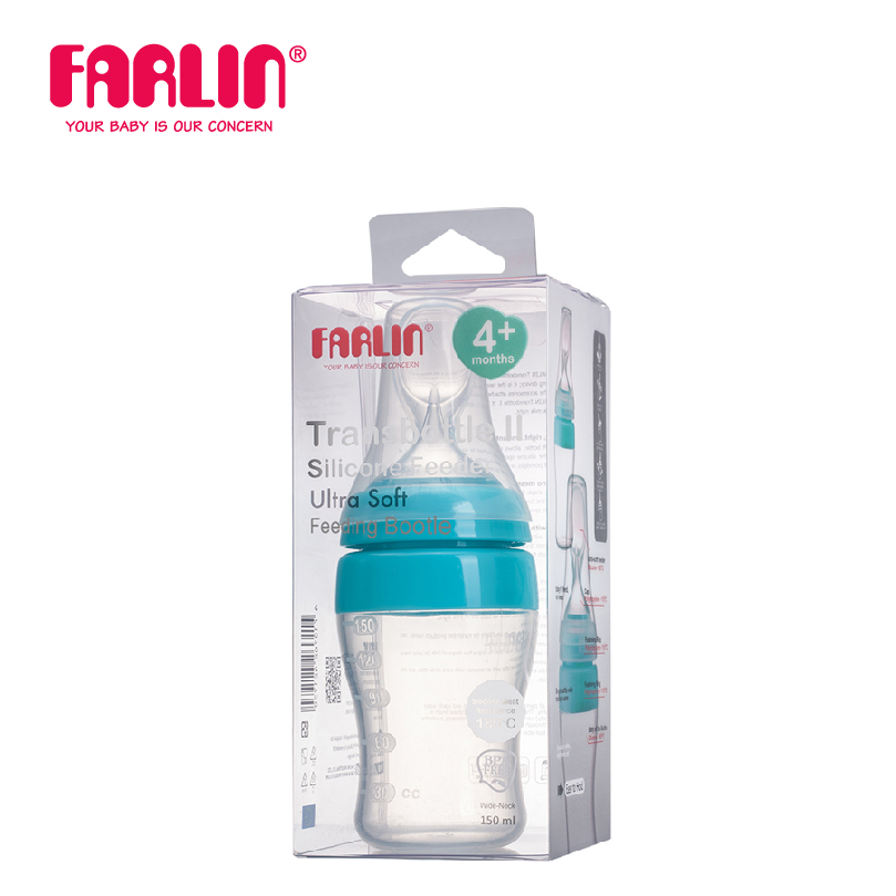 Bình Thìa Ăn Dặm Cho Bé Cổ Rộng FARLIN - Màu hồng - 150ml