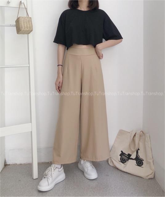 QUẦN ỐNG RỘNG CẠP CAO KHOÁ SƯỜN